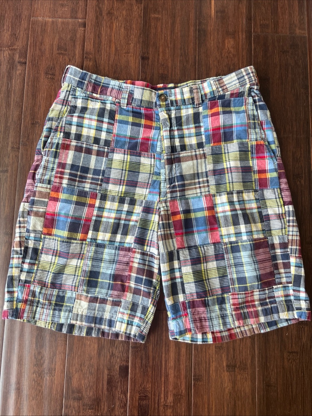 Men’s Lands End Madras Plaid Shorts Size 33 Traditional Fit